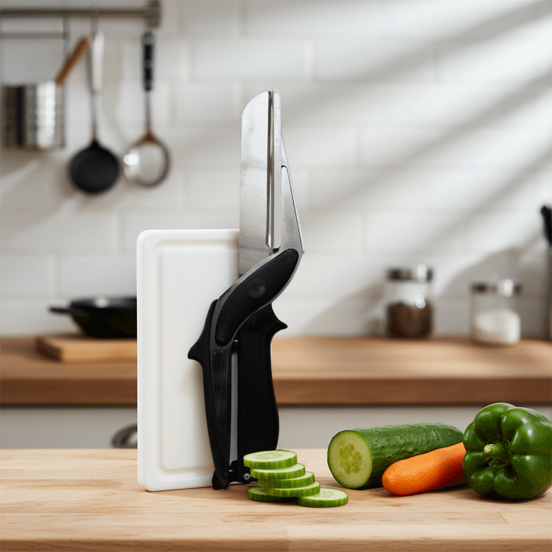Vegetables being prepped quickly with manual kitchen tools